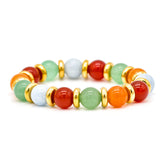 Close-up of handcrafted Carnelian and Aventurine bracelet with natural stones.